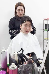 撮影用にヘアメイク