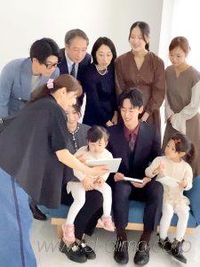 成人式前撮り家族写真